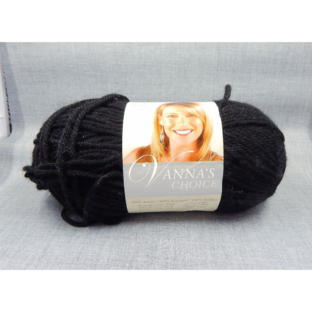 Lion Brand Vanna's Choice 153 Black Medium 4 Acrylic 170 YD Yarn  Single Skein